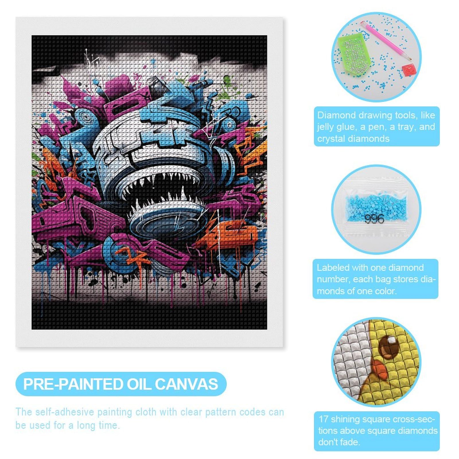 Amazon.com: Colorful Graffiti Diamond Art Kits for Adults Diamond
